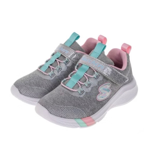 SKECHER 限量出清 特價 女童運動鞋 慢跑鞋 輕量 柔軟 透氣 灰 兒童運動鞋 中童