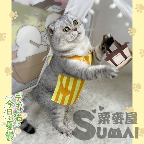 【MAIMAI SHOP♥】日韓精品=預購 能幹貓今天也憂鬱 諭吉 貓咪 寵物 圍裙 狗 衣服 服裝 拍照