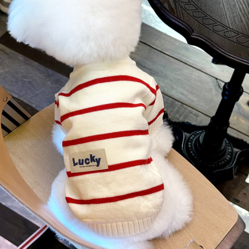 【汪喵森活】 lucky 條紋針織衫 寵物外套 狗衣服 寵物衣服 秋冬服飾 小型犬 雪納瑞 比熊 貴賓 貓咪 西高地