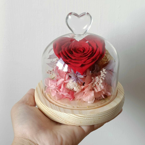 金莎紅金永生玫瑰玻璃盅罩 情人節禮物花束紫愛你告白求婚紀念
