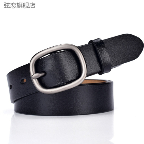 新款女士皮帶真皮新品日字扣牛皮時尚腰帶銀扣簡約復古裝飾褲帶