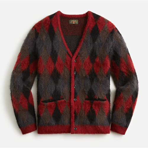 聯名限量款 BEAMS PLUS X J.Crew argyle cardigan sweater in wool海馬
