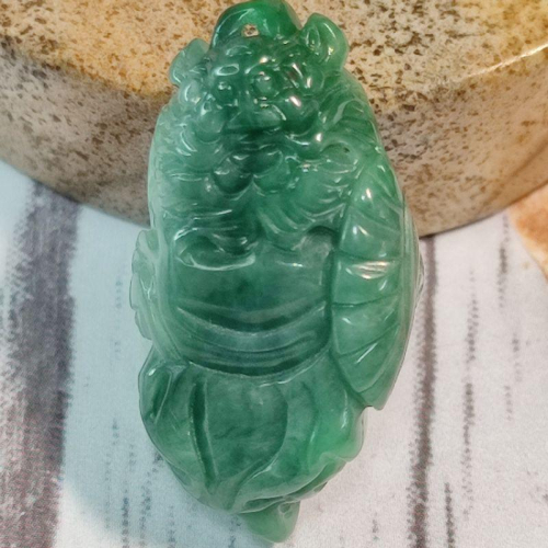 ?招福驅邪?天然緬甸玉 A貨翡翠-藍白雙彩 精雕 鍾馗 現貨實拍優惠特價【92jade 遇見善緣】