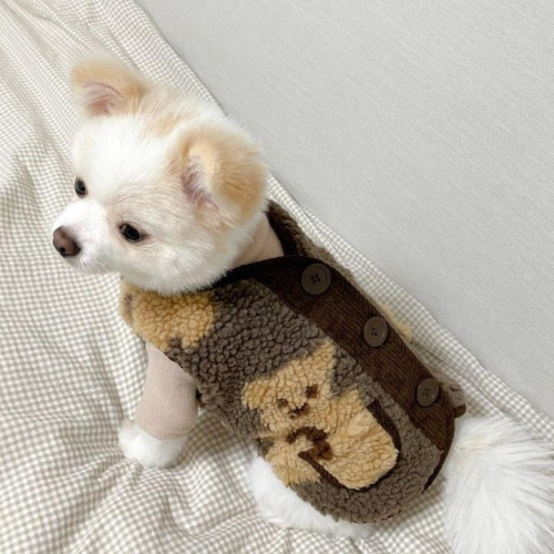 新品特價中 寵物背扣式小熊圖案冬天保暖衣服 中小型犬 狗狗衣服