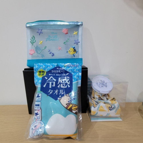 全新日本迪士尼小美人魚收納袋透明網狀化妝包與玩具總動員涼感巾與花栗鼠奇奇蒂蒂冰敷袋