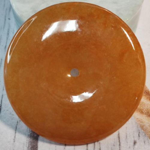 ?平安圓滿?天然緬甸玉 A貨翡翠-冰潤甜橙色 精雕 平安扣/平安釦/懷古 附證書【92jade 遇見善緣】現貨特價