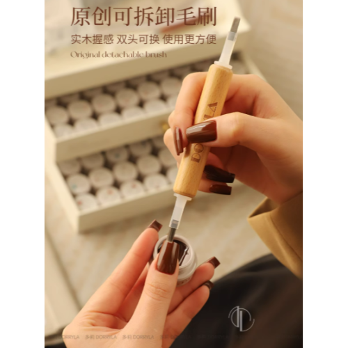 * DORRYLA多莉 * 升級款雙頭實木杆毛刷/平毛刷/尖毛刷/可重複使用