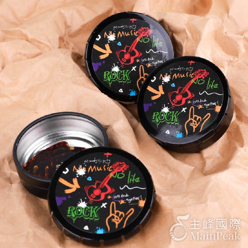 【恩心樂器】吉他彈片盒 圓形鐵盒 PICK鐵盒 撥片 彈片 PICK夾 收納盒 匹克 收納鐵盒 搖滾風 龐克風 匹克盒