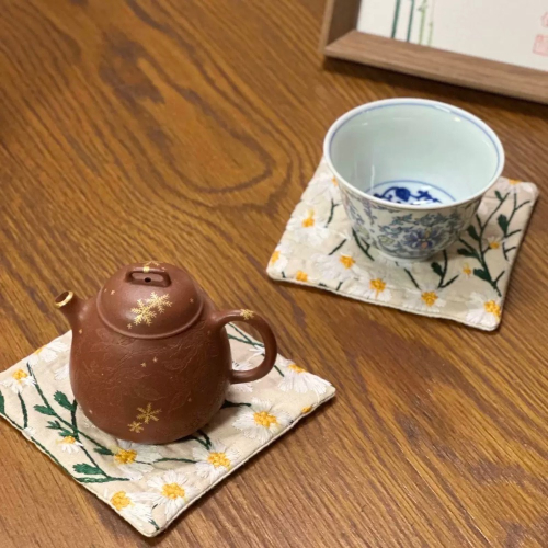 ┇杯墊┇手作小雛菊杯墊隔熱杯墊茶具杯墊歐拉波波選物