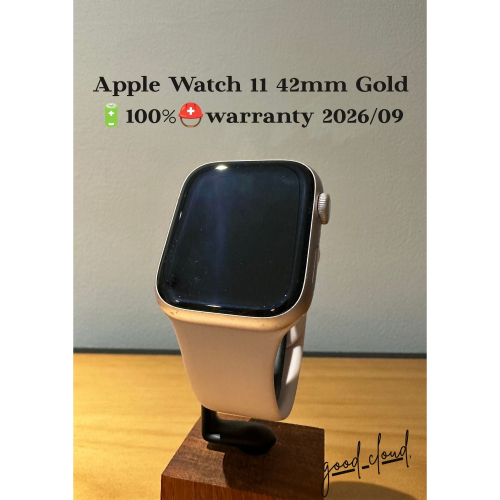 Apple Watch 11 42mm 金?100%⛑️保固-2026/09│外觀近全新│螢幕無傷│原廠電池│☁️好物