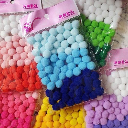 西西手工藝材料 25629 彩色毛球3色系(15mm)約80入 逗貓球絨毛球 毛絨球 神像帽毛球鳳冠 寵物毛球 滿額免運