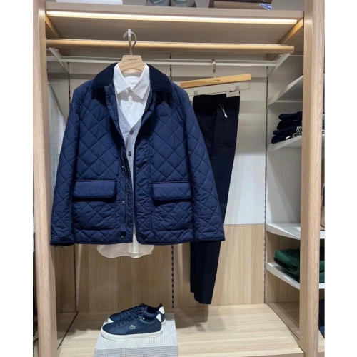 ❤️星光衫悅❤️ Lacoste法鱷秋季新款 男士菱形格紋棉服外套a67