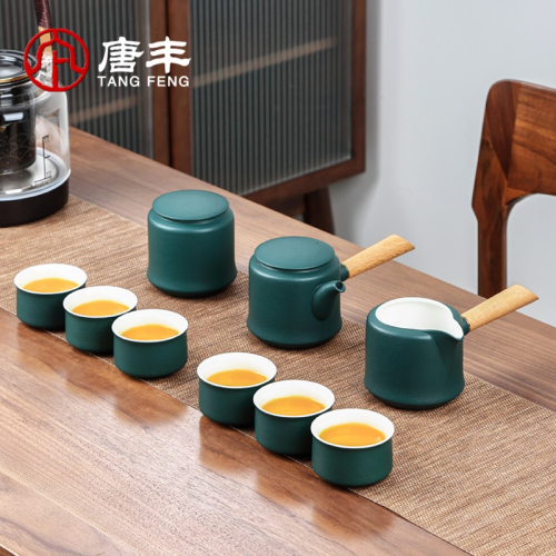 唐豐陶瓷功夫茶具小套禮盒裝家用側把泡茶壺公道杯陽臺簡易泡茶器