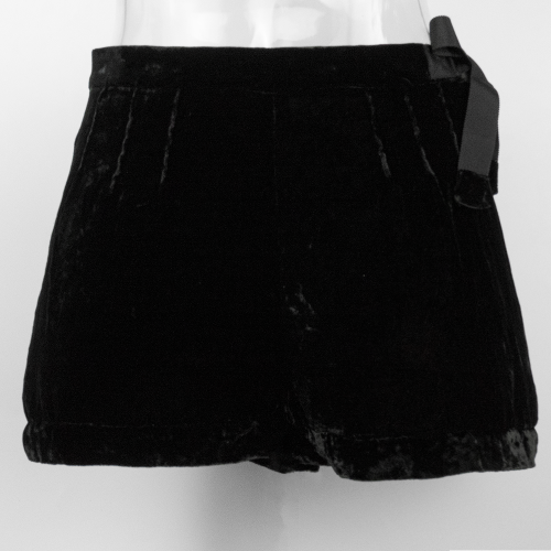 法國品牌Sonia Rykiel 黑色法蘭絨繫帶蝴蝶結休閒短褲 38號