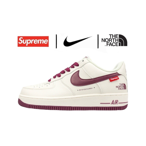 ?Nike AF1 X The North Face X Supreme 空軍1號三方聯名款 米白紅勾 男女