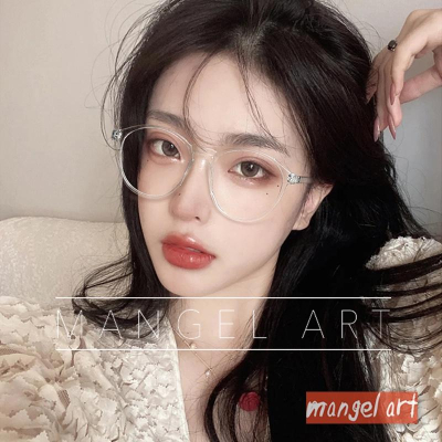 [mangel art] 贈送眼鏡盒 新款素顏眼鏡框透明粗框韓版日系穿搭修飾百搭時尚潮流行平光無度數膠框圓框
