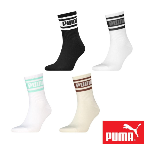 PUMA 男女款中短筒襪1雙裝 彪馬 跳豹 男襪 女襪 中筒襪 棉襪 柔軟 抗菌 除臭 耐磨 黑 白 白薄荷綠 米咖
