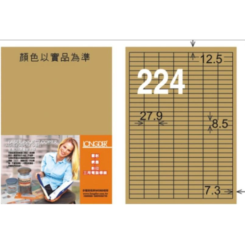 龍德 LD-872-C-C A4 電腦標籤 (8.5 * 27.9 mm) 牛皮紙 20張入 三用電腦標籤 三用
