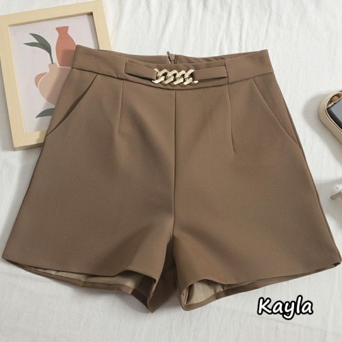 現貨+預購?免運? 高腰金鍊造型西裝短褲 A0864 #Kayla.girl #少女愷拉 #實穿