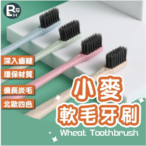 四色小麥軟毛牙刷 竹炭牙刷 小麥桔梗牙刷 日系 附收納盒 細軟 環保牙刷 便攜旅行 牙齒清潔 飯店牙刷 成人牙刷 護齦