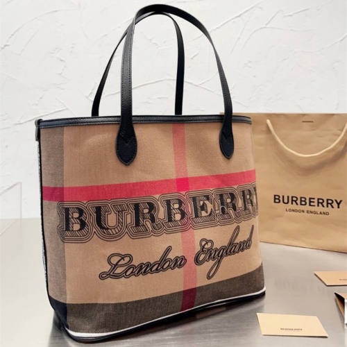 Burberry戰馬包包 女生托特包 大方包 購物袋 媽咪包 經典格紋帆布包 字母包 Tote包 通勤百搭單肩包 側背包