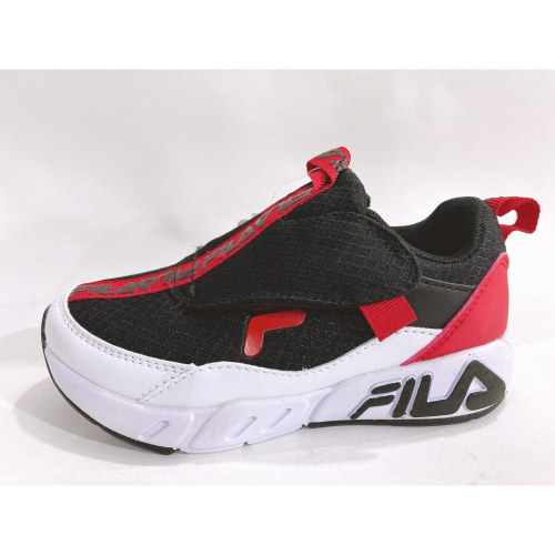 金英鞋坊~FILA 男童 輕量4大機能慢跑運動鞋(足弓支撐鞋墊) 2-J832W-020-黑紅 超低直購價850元