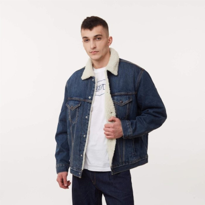 S號現貨【高價版毛毛領】美國LEVIS VINTAGE FIT SHERPA TRUCKER JACKET 深藍牛仔夾克