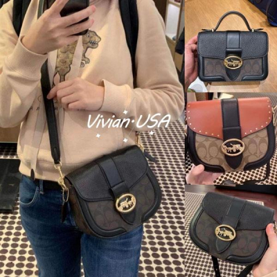 vivian美國代購✨正品 coach 女生包包 Beat Saddle馬鞍包純色翻蓋C字扣單肩斜背包C2806
