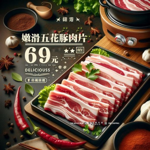 滑嫩五花豚肉片150G~只要69銅板價~極禾楓肉舖~台南肉舖
