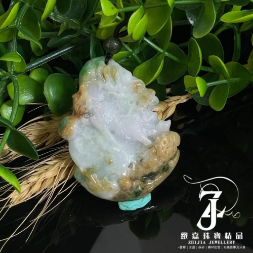 翡翠 帶證 緬甸 三彩 麒麟 玉牌 細糯 黃 飄花 日光 實拍 翠綠 紫翡 紫羅蘭 春彩 保A 直播 項鍊 實拍 現貨