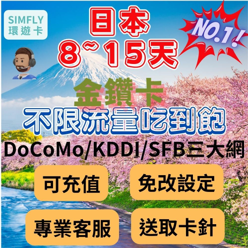 ?【24H寄出】8~15天日本金鑽卡、速碼型、階梯網速，不限量吃到飽 總量重置型東京 大阪 北海道 沖繩 九州 石垣