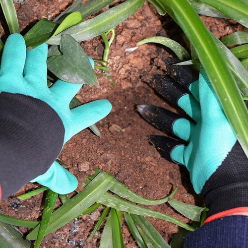 花園挖土手套帶爪子防水耐磨刨土鬆土種植園林園藝防刺扎手套