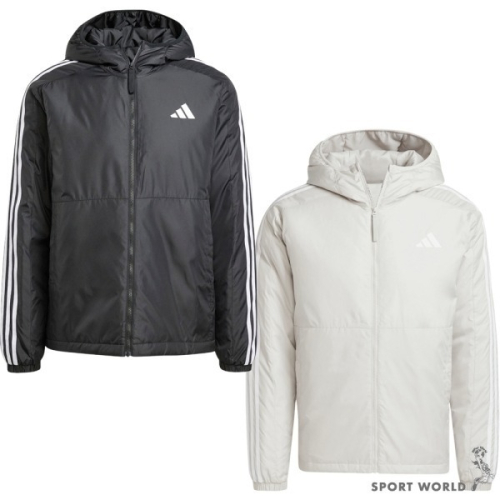 Adidas 連帽外套 男裝 鋪棉 防潑水 黑/米【運動世界】JD1032/JD1033