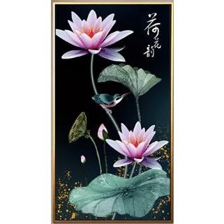 [臺灣現貨含運]十字繡材料包40*63cm中格三股 荷花韻 睡蓮 客廳臥室 滿繡手工刺繡 手工自己繡