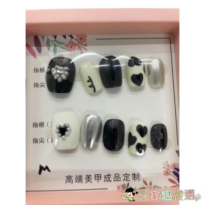 造型甲片+膠+收納盒 穿戴甲 紫黑色庫洛米 帶鑽 帶造型 帶圖騰款 系列 M號現貨