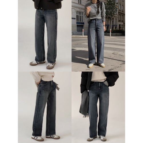 經典補貨款✿ 正韓製Today深藍牛仔褲 pants （ slowand 自訂款 ） 長褲 高腰 寬褲 寬鬆 刷色