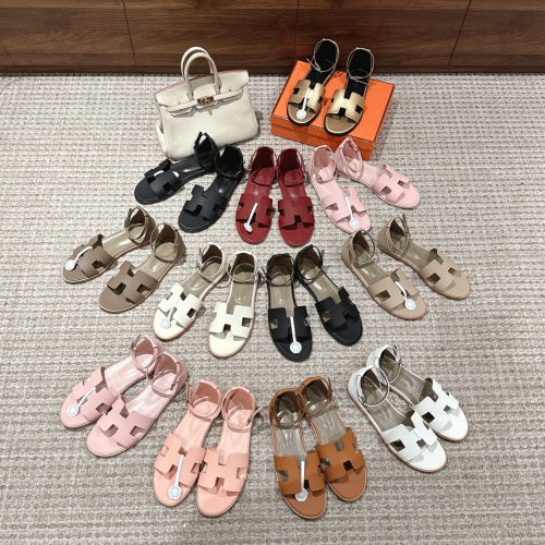 Hermes 愛馬仕_____經典Santorini掌紋平底涼鞋