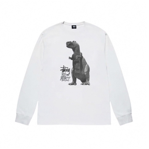 STUSSY 恐龍 logo印花情侶圓領長袖T恤