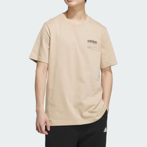 男子 ADIDAS V LOGO 奶茶色 休閒 短袖上衣 定價1090