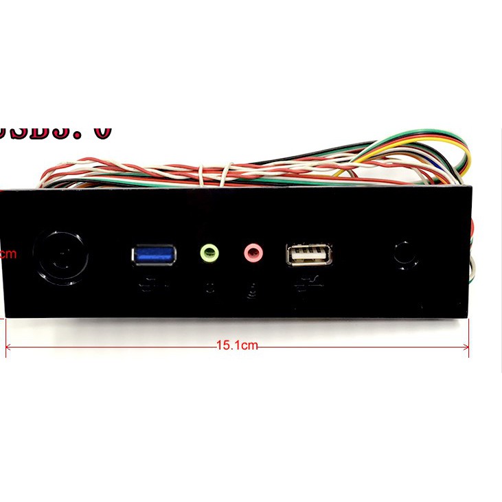 電腦 機殼 替換 USB 3.0 + 2.0 音效 電源開關 重啟動 啟動 5.2吋 面板(黑色)