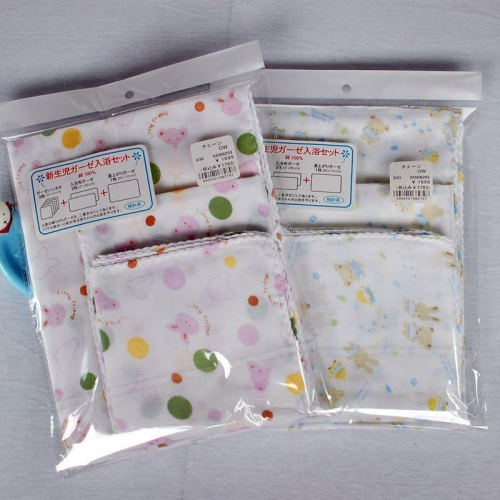 出口日本 洗澡巾 三種尺寸組合包 紗布浴巾 蓋毯 小被被 小方巾 寶寶洗澡巾 寶寶紗布巾 新生兒 手帕 新生兒小方巾