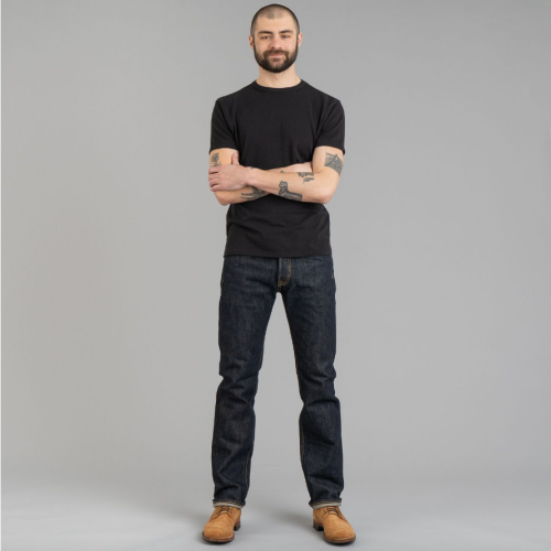 復刻 Slim-straight Devil＇s Fit 21oz 中腰修身直筒褲 紅銅鉚釘 藍赤耳布邊