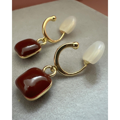 ◣sally,有飾嗎◥韓國飾品 酒紅方塊
