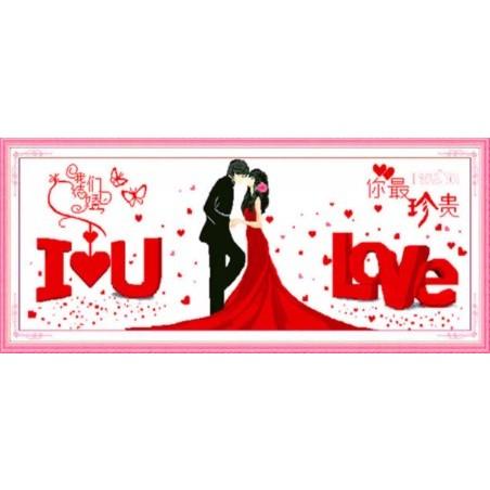 [臺灣現貨含運]十字繡材料包108*42cm 中格三股 结婚婚房 浪漫人物 DIY線繡 手工 客廳臥室 非滿繡