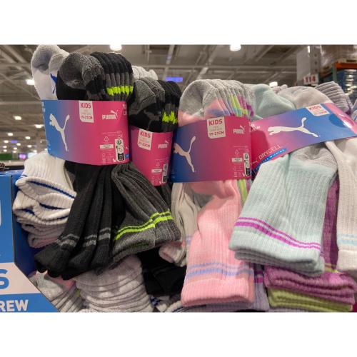 PUMA 兒童中筒襪10雙入 尺寸:19-21公分/21-23公分-吉兒好市多COSTCO代購