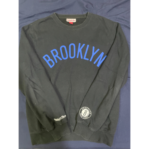 二手 Mitchell & Ness Brooklyn Nets 布魯克林籃網 鋪棉長袖大學T S號