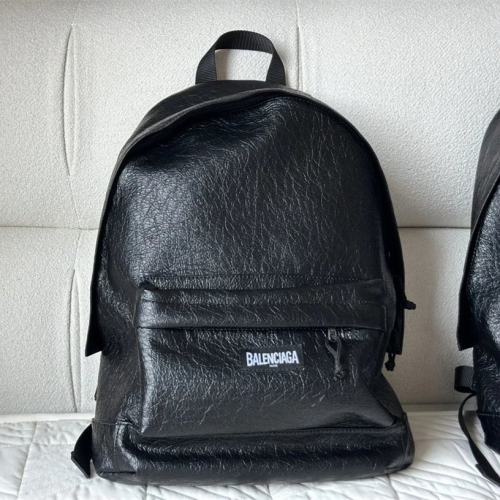 BALENCIAGA巴黎世家雙肩包 EXPLORER男生背包 黑色皮質包包 牛皮包包 大容量多隔層電腦包 筆電背包 旅行