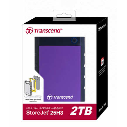 創見2TB 2.5吋StoreJet H3行動硬碟 TS2TSJ25H3P