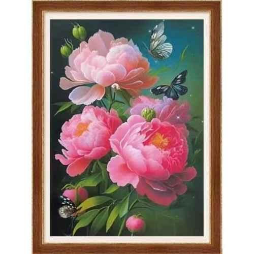 [臺灣現貨含運]十字繡材料包55*71cm 中格三股 紅色牡丹 自己繡 DIY 滿綉 滿繡