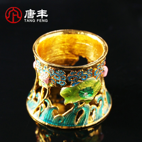 唐豐茶漏託底座創意金屬茶漏架放置茶水分離器琺瑯彩禮盒190088z